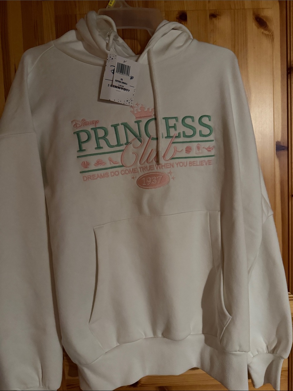 Disney Princess Club White Hoodie with Mint & Pastel Pink Logo